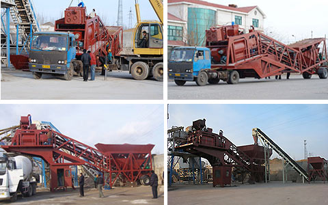 Self-loading mobile concrete mixer